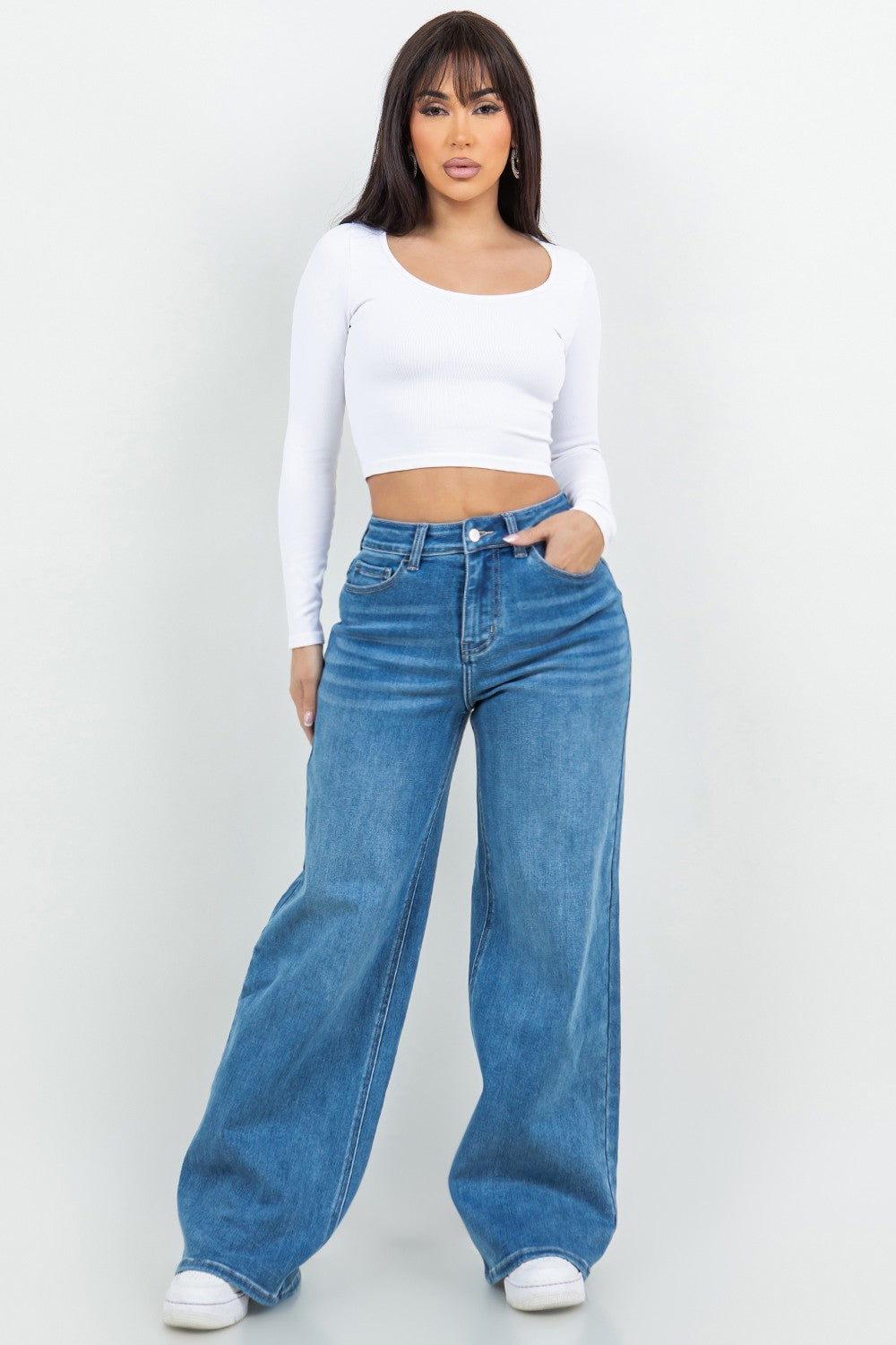 LA123 DENIM WIDE LEG JEANS