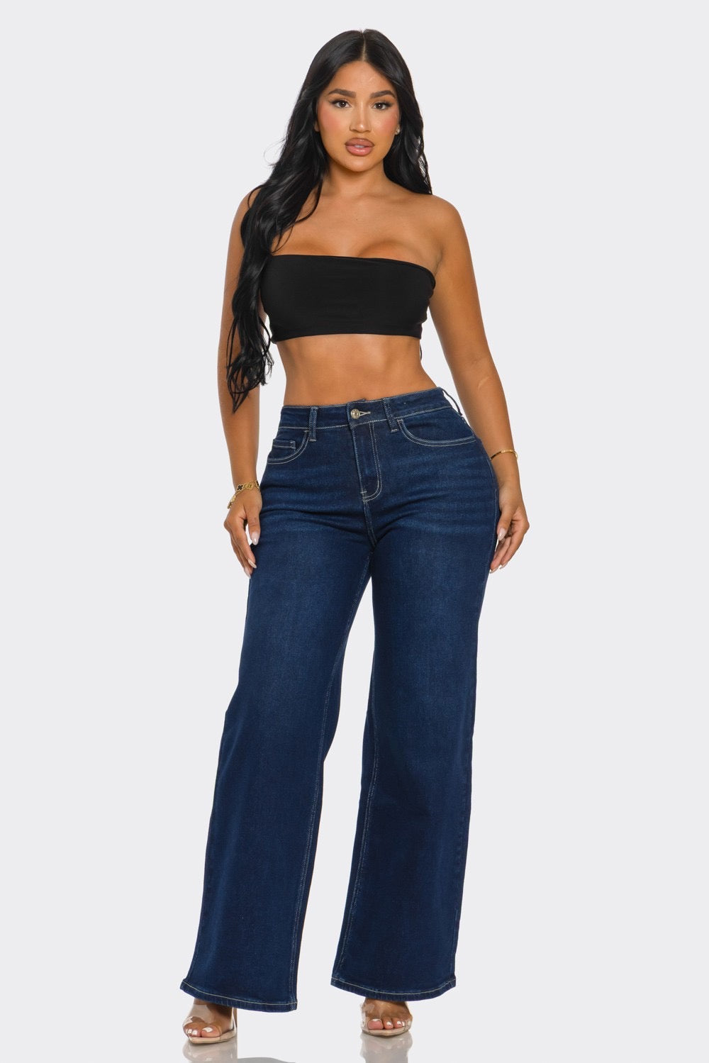 LA123 DENIM WIDE LEG JEANS