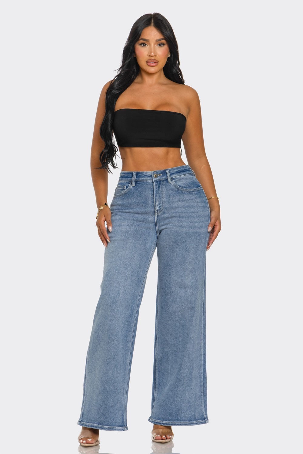 LA123 DENIM WIDE LEG JEANS