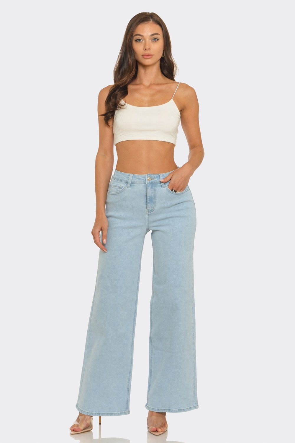 LA123 DENIM WIDE LEG JEANS