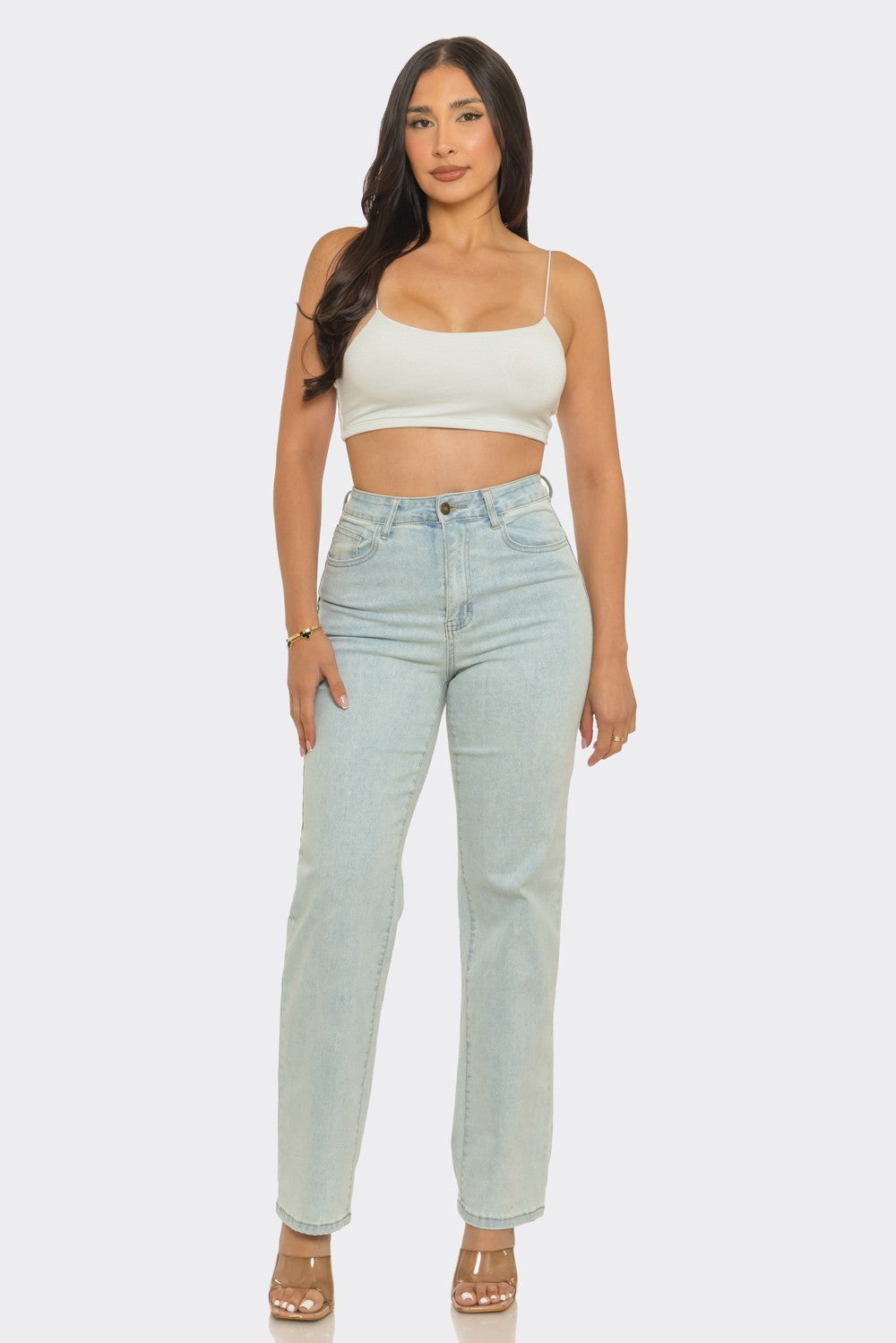 Women’s High Rise Stretch Straight Leg Jeans – Assorted Washes