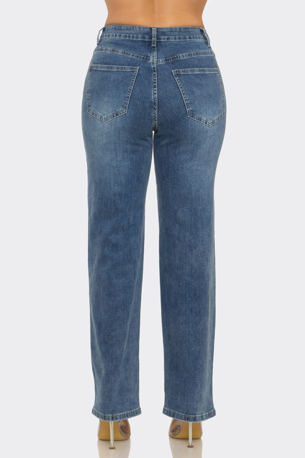 Women’s High Rise Stretch Straight Leg Jeans – Assorted Washes