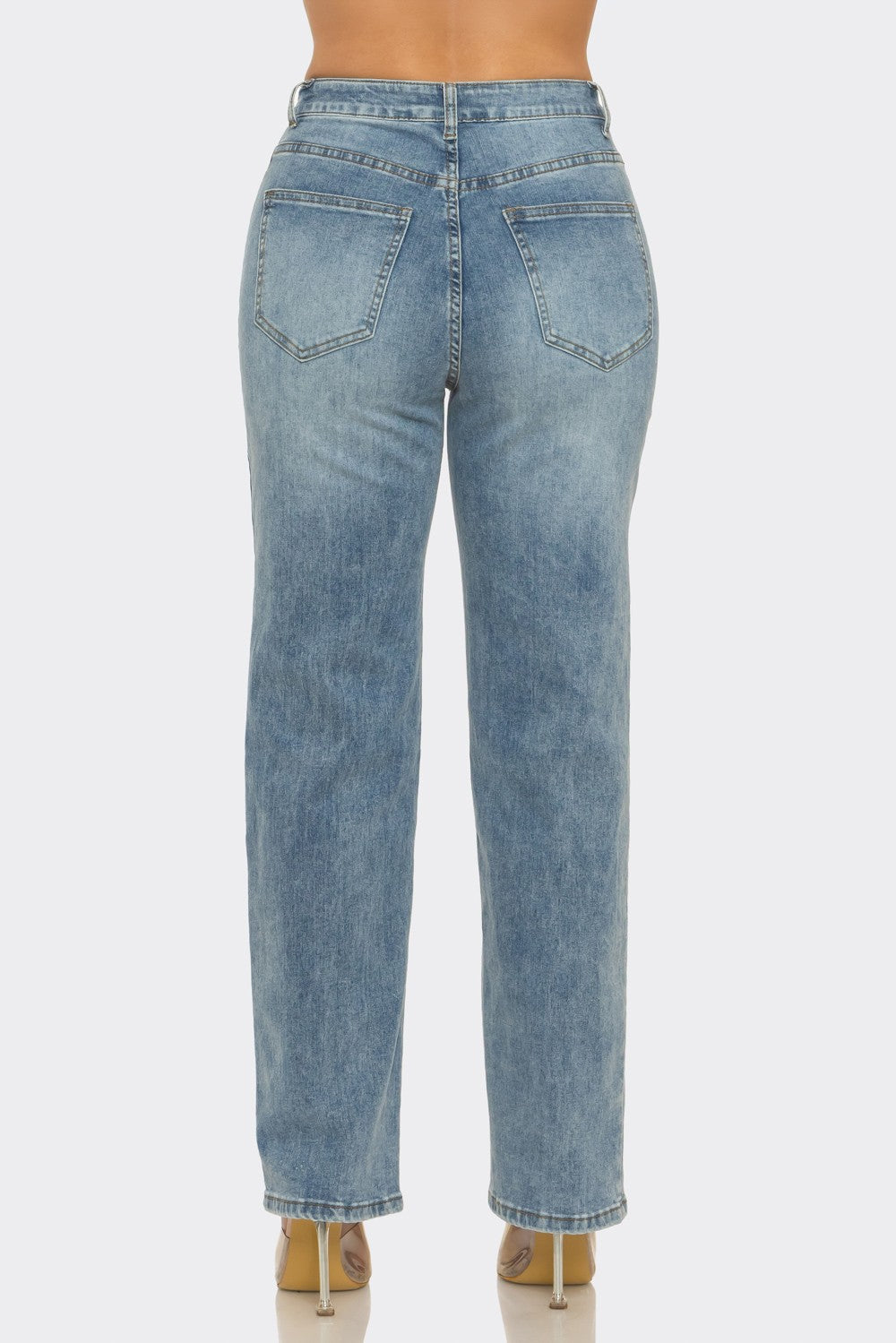 Women’s High Rise Stretch Straight Leg Jeans – Assorted Washes